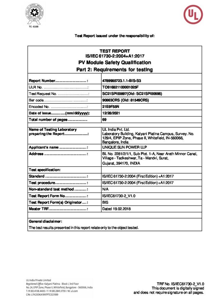 PV Module Safety Qualification