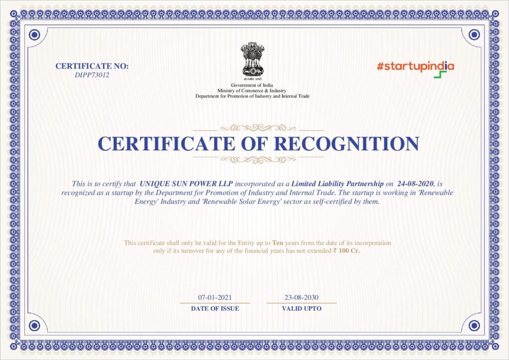STARTUP CERTIFICATE